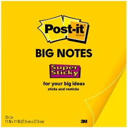 Image for Post-it Super Sticky Big Notes, 11 x 11 Inches, Bright Yellow, 30 Sheets from School Specialty