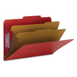 Image for Smead SafeSHIELD Pressboard Classification Folder, Legal Size, 2 Inch Expansion, 2 Dividers, Bright Red, Pack of 10 from School Specialty
