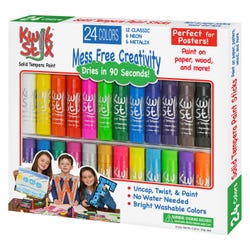 Pencil Grip Kwik Stix Solid Tempera Paints Combo Pack, Original Size, Assorted Colors, Set of 24 Item Number 1560527