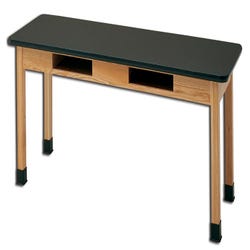 Classroom Select Science Table with Book Compartments, Phenolic Resin Top, 60 x 24 x 30 Inches, Oak, Black, Item Number 678251