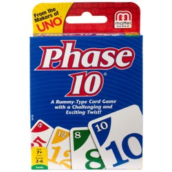 Image for Mattel Phase 10 Card Game, Rummy Inspired, 2 to 6 Players, Ages 7 and Up from School Specialty