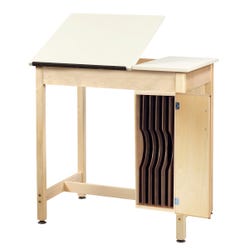 Diversified Spaces Drafting Table, Split Top, 42 x 30 x 39-3/4 Inches, Board Storage, Almond Laminate Top, Item Number 599207