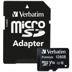 Image for Verbatim 128 GB Premium microSDXC Memory Card with Adapter from School Specialty