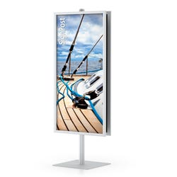 Image for Testrite Visual SignPost 2 sided Sign Frame, 22x28 Graphic Size, 6 Foot Adjustable Height, Silver Frame from School Specialty