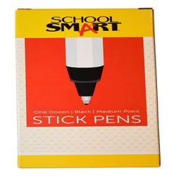 Image for School Smart Round Stick Pen, Medium Tip, Black, Pack of 12 from School Specialty