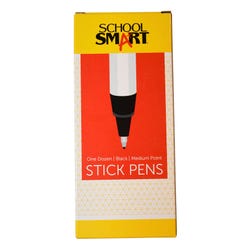 School Smart Round Stick Pen, Medium Tip, Black, Pack of 12 Item Number 038158