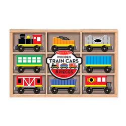 Image for Melissa & Doug Wooden Train Cars, 8 Pieces and Wooden Storage Box from School Specialty