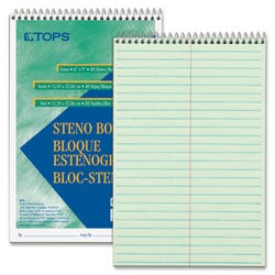 Image for TOPS Wirebound Steno Notebook, 6 x 9 Inches, Gregg Ruled, Green Tint, 80 Sheets, Pack of 12 from School Specialty