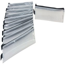 Image for Sax Mesh Tool Case Pouches, 3 x 14 inches, Clear with Black Trim, Pack of 10 from School Specialty
