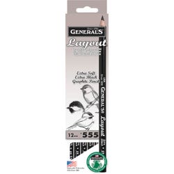 Generals Number 555 Layout Pencils, Extra Soft, Black, Pack of 12 Item Number 406801