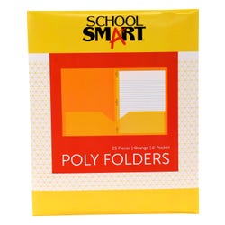 School Smart 2-Pocket Poly Folders with Fasteners, Orange, Pack of 25 Item Number 2019645