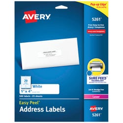 Image for Avery Easy Peel Address Labels, Laser, 1 x 4 Inches, Pack of 500 from School Specialty