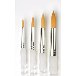 Image for Royal & Langnickel Soft Grip Round Golden Taklon Fiber Long Handle Paint Brush Set, Assorted Size, Set of 4 from School Specialty
