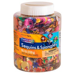 Creativity Street Plastic Reflective Assorted Shape Sequin and Spangle Shaker Jar, Assorted Size, Assorted Color, 8-4/5 oz Item Number 407060