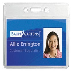 Image for Baumgartens Sicurix Horizontal ID Badge Holder, 3-3/8 X 2-3/8 in, Vinyl, Clear, Pack of 12 from School Specialty
