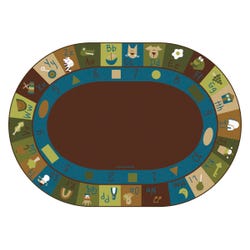 Carpets for Kids Learning Block Carpet, 8 Feet 3 Inches x 11 Feet 8 Inches, Oval, Nature Colors, Brown, Item Number 1468369