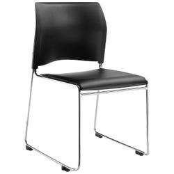 Image for National Public Seating Cafetorium Stack Chair, Plush Vinyl Black Seat, Plastic Black Back, Chrome Frame from School Specialty