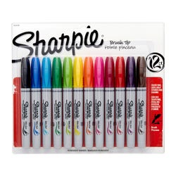 Image for Sharpie Permanent Marker, Brush Tip, Assorted Color, Set of 12 from School Specialty