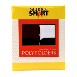 School Smart 2-Pocket Poly Folders with Fasteners, Black, Pack of 25 Item Number 2019633