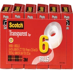 Image for Scotch Photo-Safe Self-Adhesive Office Tape, 3/4 x 1000 in, Glossy Transparent, Pack of 6 from School Specialty