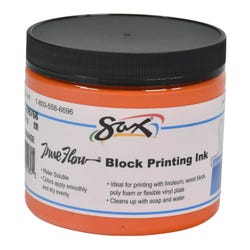 Sax True Flow Water Soluble Block Printing Ink, 1 Pint Jar, Orange Item Number 1299768