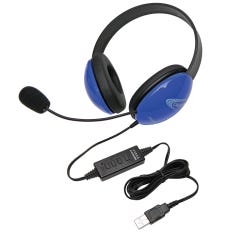 Image for Califone Listening First 2800BL-USB Over-Ear Stereo Headset with Gooseneck Microphone, USB Plug, Blue, Each from School Specialty