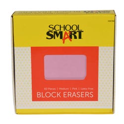 School Smart Block Erasers, Medium, Pink, Pack of 60 000786