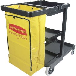 Image for Rubbermaid Janitor Cart with Zipper Vinyl Bag, 21-3/4 X 46 X 38-3/8 in, 32 gal, Black/Gray from School Specialty