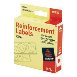 Image for Avery Self-Adhesive Reinforcement Label Ring, 1/4 Inches, Clear, Pack of 1000 from School Specialty