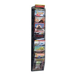 Image for Safco Onyx Mesh Literature Organizer Magazine Rack, 10 Pocket, 10-1/4 x 3-1/2 x 50-3/4 Inches, Black from School Specialty