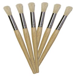 Image for School Smart Non-Toxic Natural Stubby Paint Brushes, 7-1/2 Inches, Set of 6 from School Specialty