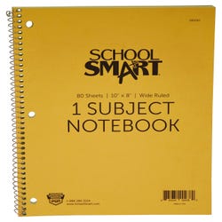 Image for School Smart Spiral Non-Perforated 1 Subject Wide Ruled Notebook, 10 x 8 Inches from School Specialty