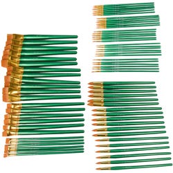 Image for Sax Optimum Golden Synthetic Taklon Paint Brushes with Long Handles, Assorted Sizes, Set of 72 from School Specialty