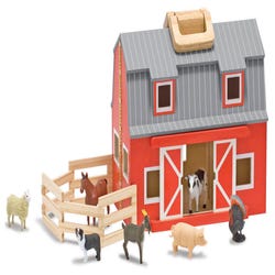 Image for Melissa & Doug Mini Fold and Go Barn, Assorted Animal Figurines, 12 Pieces from School Specialty