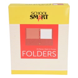 School Smart 2-Pocket Folders with Fasteners, Red, Pack of 25 Item Number 084890