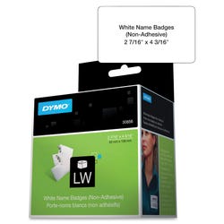 Image for Dymo LabelWriter Non-Adhesive Name Badges, 2-7/16 x 4-3/16 Inches, White, Roll of 250 from School Specialty