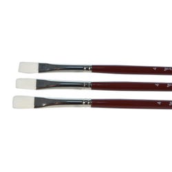 Image for Sax Optimum Flat White Taklon Long Handle Paint Brushes, Size 4, Pack of 3 from School Specialty