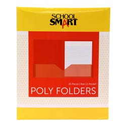 School Smart 2-Pocket Poly Folders, Red, Pack of 25 Item Number 2019637