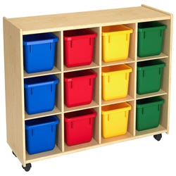 Image for Childcraft Mobile Cubby Unit with Locking Casters, 12 Primary Color Trays, 38-5/16 x 14-1/4 x 24 Inches from School Specialty