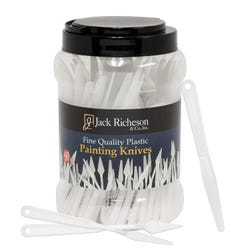 Jack Richeson 1-Piece Flexible Painting Knife Assortment, Assorted Size, Plastic Blade, White, Set of 60 Item Number 409257