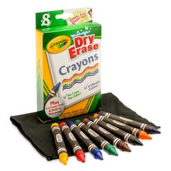 Image for Crayola Washable Dry Erase Crayon, Standard Size, Assorted Classic Colors, Set of 8 from School Specialty
