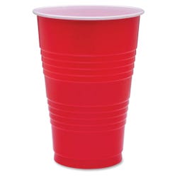Image for Genuine Joe Disposable Party Cup, 16 Ounces, Red, Pack of 50 from School Specialty