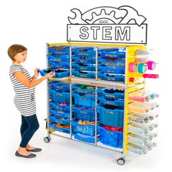Image for TeacherGeek Ultimate STEAM Maker Activity Cart, Blueberry with STEM Sign from School Specialty