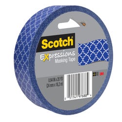 Image for Scotch Expressions Masking Tape, 0.94 Inch x 20 Yards, Blue Quatrefoil from School Specialty