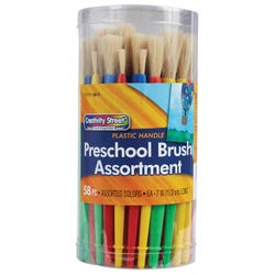 Image for Creativity Street Chubby White Bristle Easy Grip Plastic Handle Paint Brush Set, Assorted Size, Assorted Color, Set of 58 from School Specialty