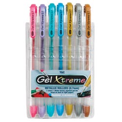 Yasutomo Y&C Xtreme Gel Pen, 0.7 mm Medium Tip, Metallic Colors, Pack of 7 Item Number 409246