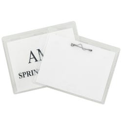 Image for C-Line Pin Style Name Badges with Inserts, Clear, 4 x 3 Inches, Pack of 100 from School Specialty