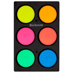 Jack Richeson Tempera Cakes, Small Size, Assorted Fluorescent Colors, Set of 6 Item Number 383786