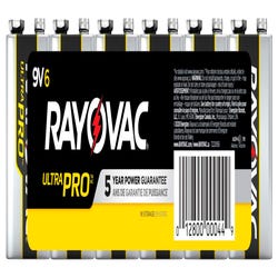 Image for Rayovac Ultra Pro Alkaline 9V Batteries, 6 Pack from School Specialty