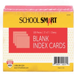 Image for School Smart Blank Plain Index Card, 3 x 5 Inches, Cherry, Pack of 100 from School Specialty